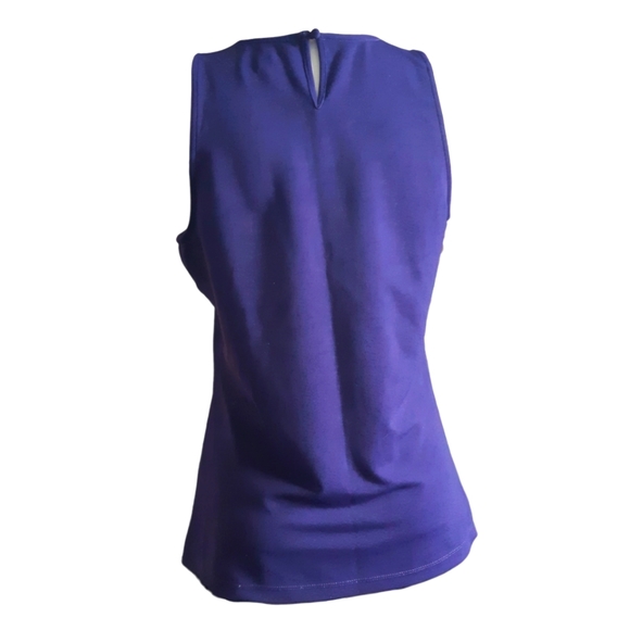 CHIC by Jacob purple rhinestone crystal collar keyhole drapey top medium - Picture 5 of 7